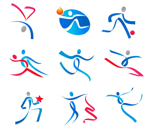 Sportmen Danseurs Icônes — Image vectorielle