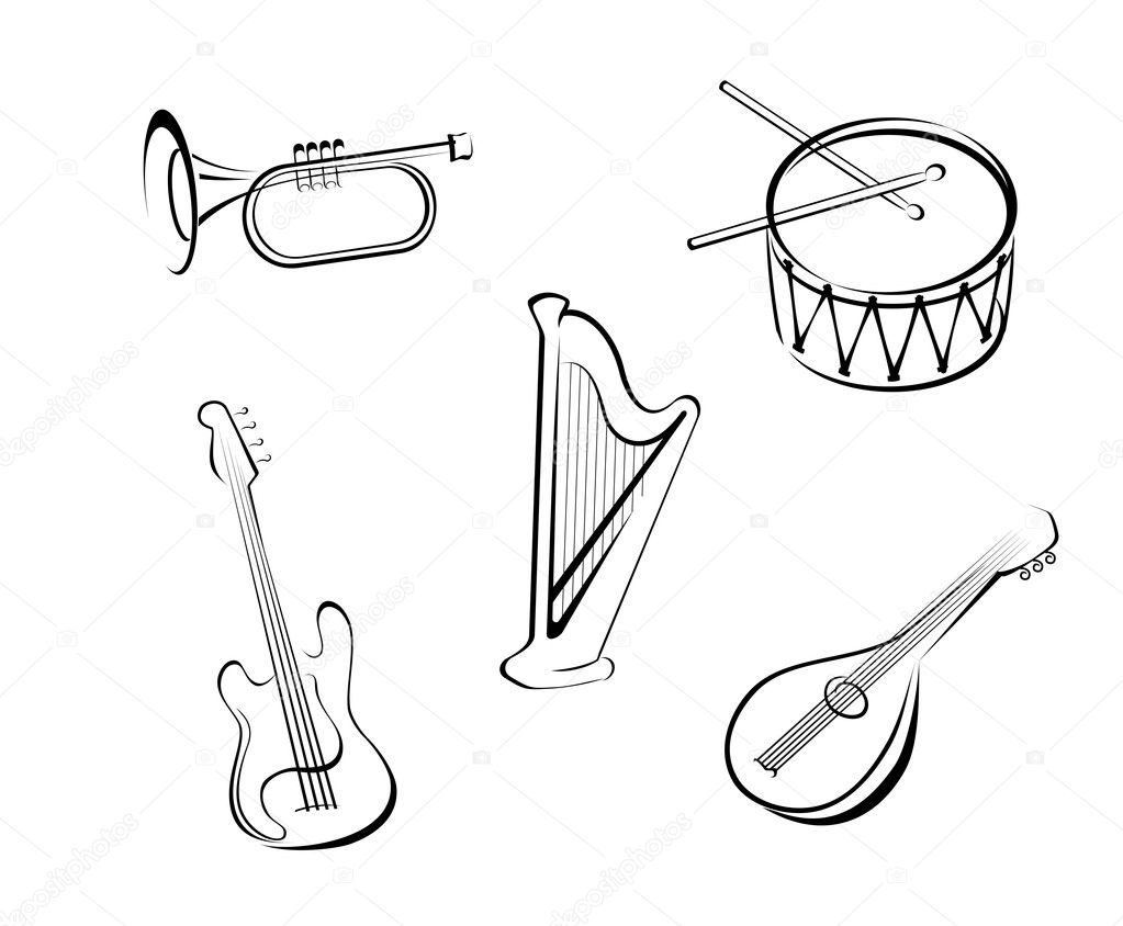 Set of string musical instruments for music design