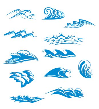 Set of wave symbols clipart