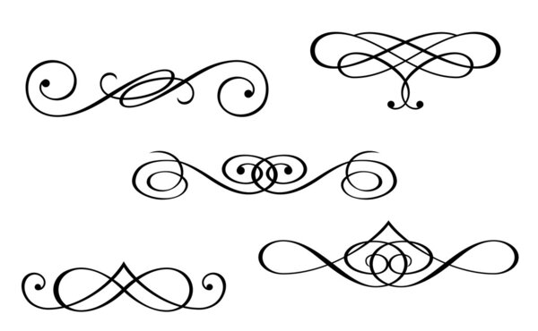 Design elements and monograms isolated on white