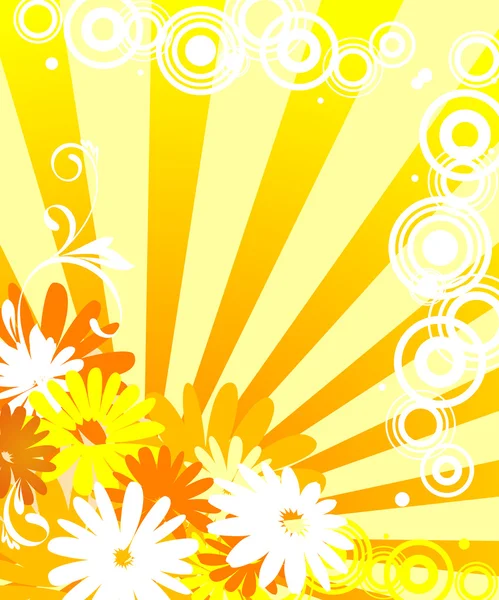 用鲜花和阳光灯花卉背景 — 图库矢量图片
