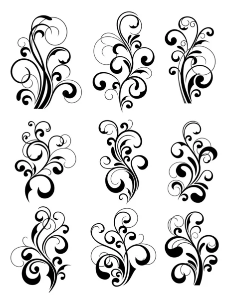 Patrones Florales Para Diseño Aislado Blanco — Archivo Imágenes Vectoriales