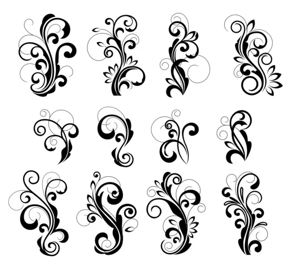 Floral Patterns Design Isolated White — Stock Vector