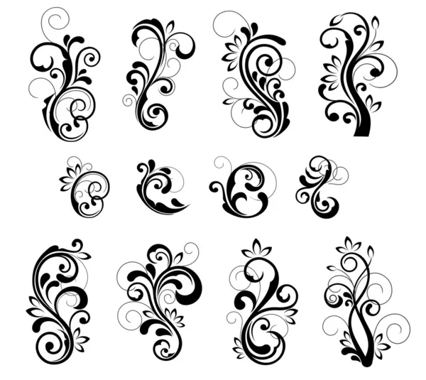 Floral Patterns Design Isolated White — Stock Vector