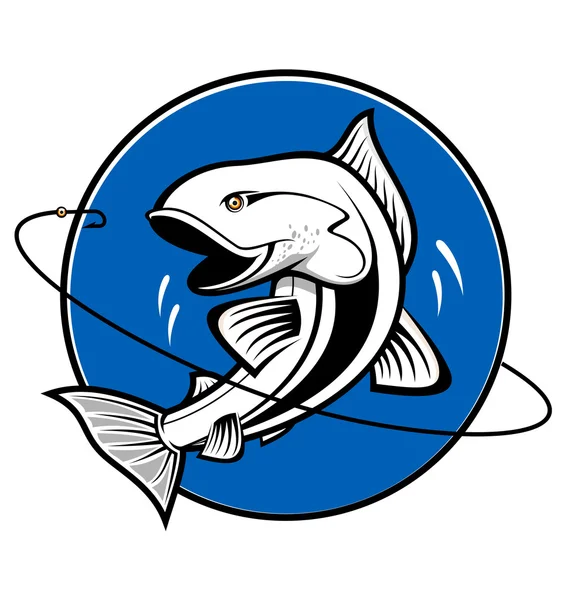 Pescado Como Símbolo Pesca Aislado Blanco — Vector de stock