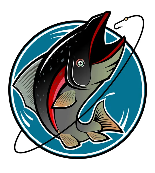 Fisk Som Fiske Symbol Isolerad Vit — Stock vektor
