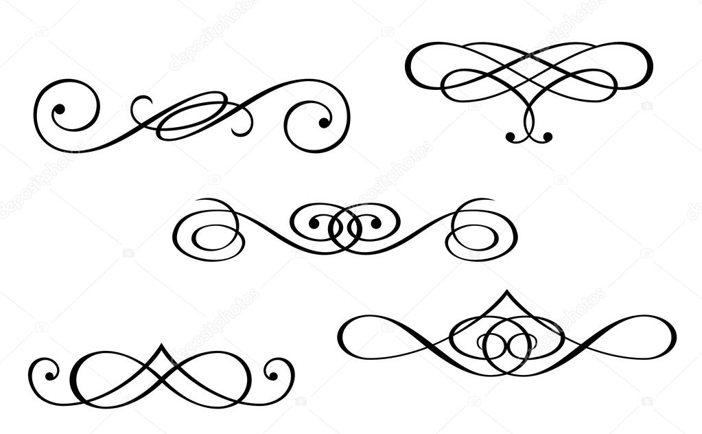Design elements and monograms isolated on white