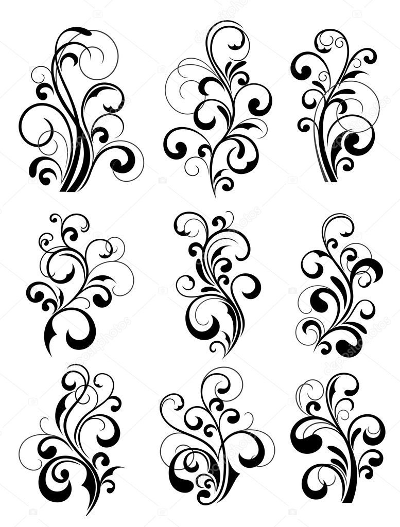 Floral patterns for design isolated on white