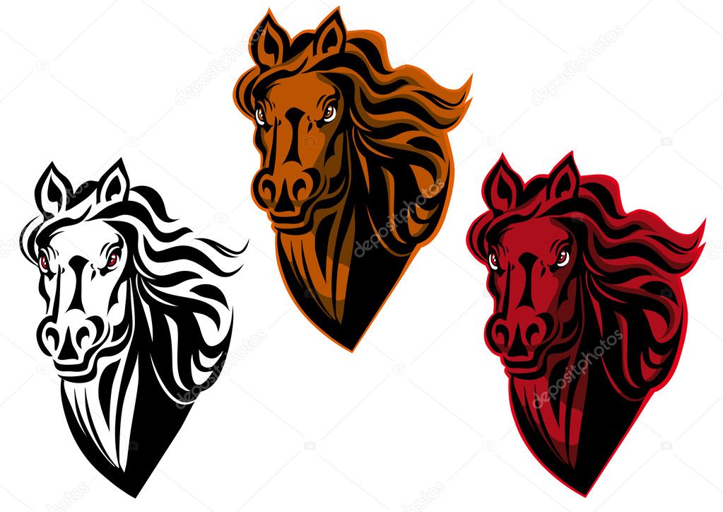 Horse cartoon tattoo for design isolated on white