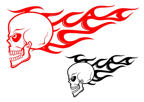 Опасный череп с пламенем — стоковый вектор