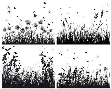 Set of grass silhouettes clipart