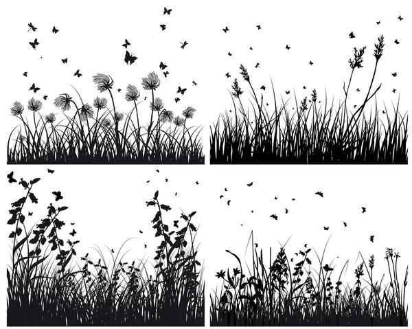 stock vector Set of grass silhouettes