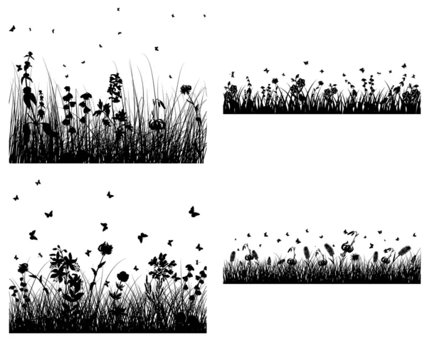 Sada trávy siluety — Stockový vektor