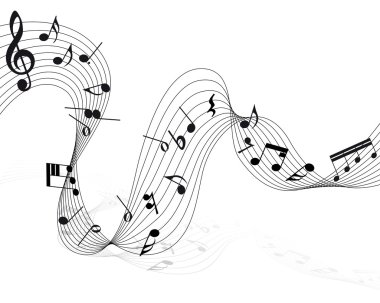 Vector musical notes staff background for design use clipart