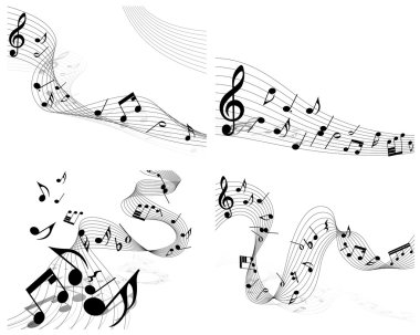 Vector musical notes staff set for design use clipart