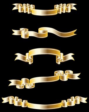 Set of different golden vector ribbons for design use clipart