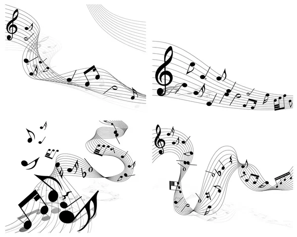 Vector Musical Notes Staff Set Design Use — Stock Vector