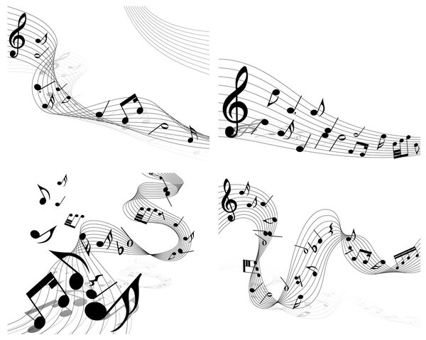 Vector musical notes staff set for design use