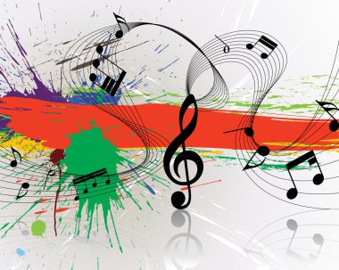 Vector musical notes staff on grunge background for design use clipart