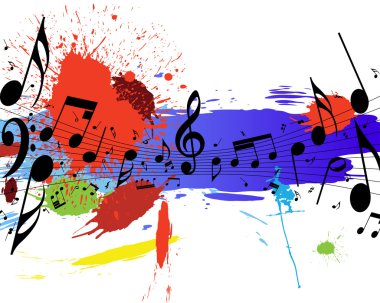 Vector musical notes staff on grunge background for design use clipart