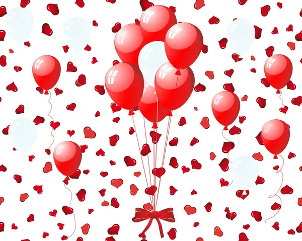 Όμορφα Μπαλόνια Στον Αέρα Backgrond Άνευ Ραφής Καρδιές Εικονογράφηση Φορέας — Διανυσματικό Αρχείο