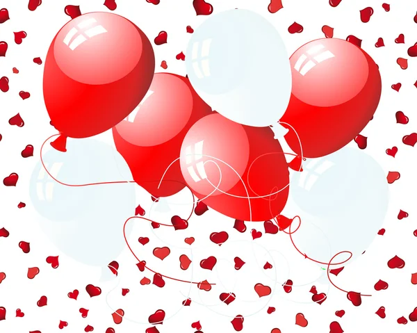 Luftballons auf Herzen — Stockvektor