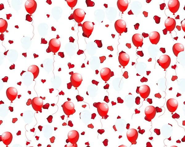 美丽气球在空中无缝心背景上 矢量插画 — 图库矢量图片