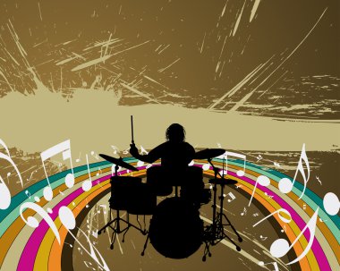 Rock group drummer clipart