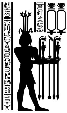 egyptian hieroglyphs and fresco clipart