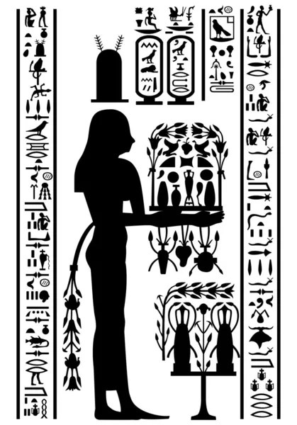 Jeroglíficos egipcios y frescos — Vector de stock