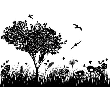 Meadow silhouettes clipart