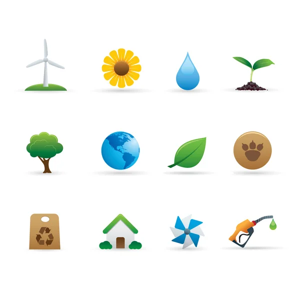 03 Conjunto de ícones de ecologia — Vetor de Stock
