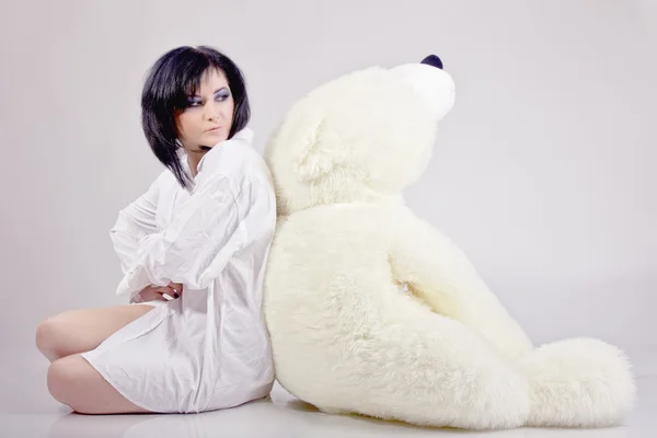 Menina Com Urso — Fotografia de Stock