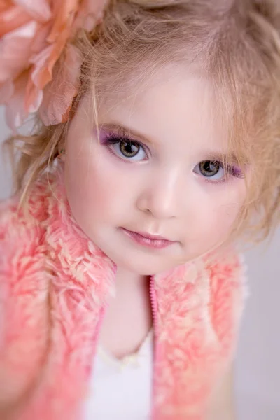 Studio fashion portrait of charming little girl — Stock Photo, Image