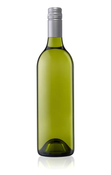 Zielone butelki wina na białym tle — Zdjęcie stockowe