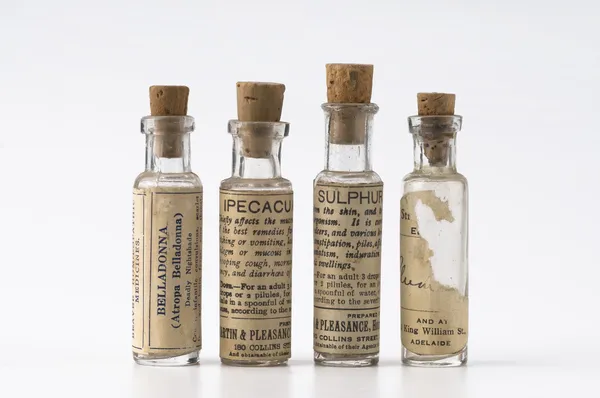 Vintage homeopátiás gyógyszer Stock Kép