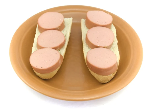 Duas sanduíches com salsicha — Fotografia de Stock