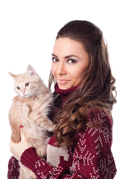 Jente med katt – stockfoto