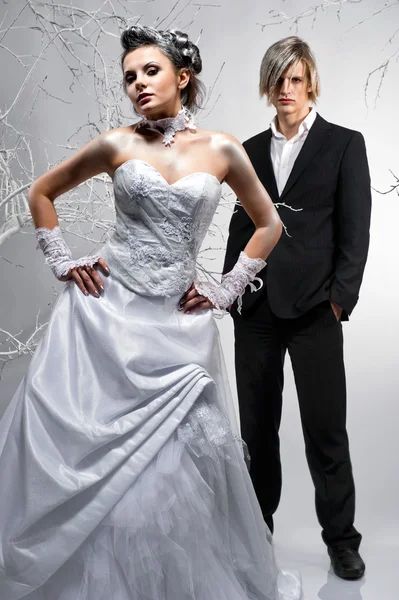 Gyönyörű Menyasszony Vőlegény — Stock Fotó