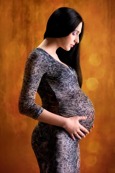 Beautiful pregnant young brunette — Stock Photo, Image