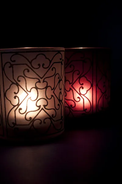 Lilin Bergaya Dengan Cahaya Harapan Dalam Kegelapan — Stok Foto