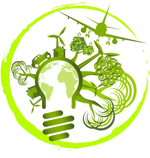 Diseño Del Medio Ambiente Utilizar Energía Verde Para Vida — Vector de stock