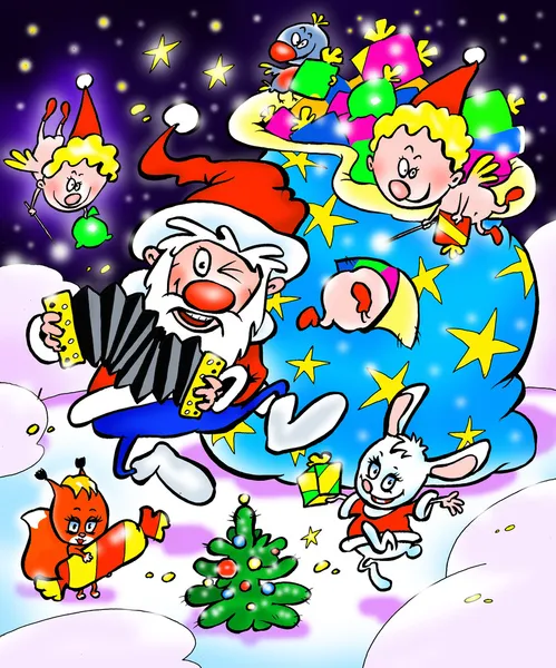 Dancing Christmas Santa Claus — Stock Photo, Image