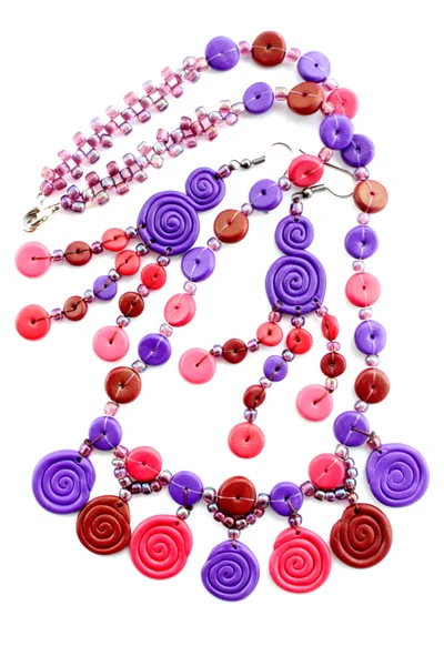 Adornment Many Colored Beads Plastic Plates — Stock Photo, Image