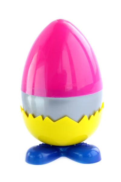 Plastic Many Colored Easter Egg White Background — Stock Photo, Image