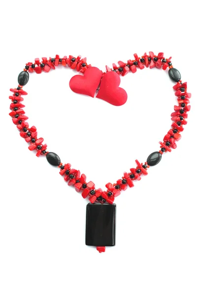 Dagen För Sankt Valentina Hjärtat Utsmyckning Halvädelstenar — Stockfoto