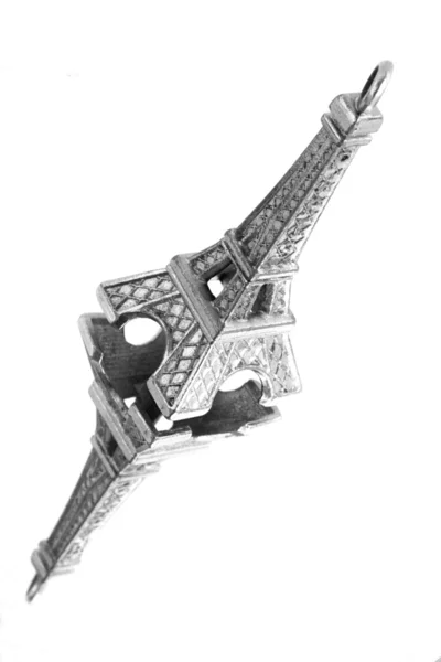 Monochromatische Miniatur Des Eiffelturms Mit Spiegelung — Stockfoto