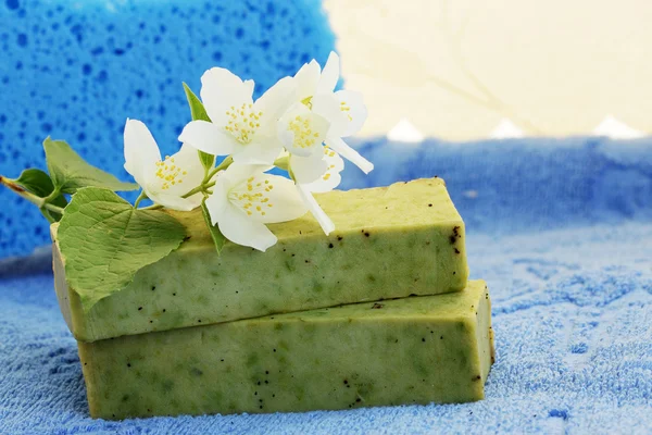 Soap and jasmine — Stock Photo, Image