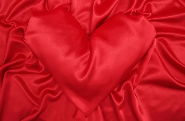 Pillow Form Heart Red Silk — Stock Photo, Image