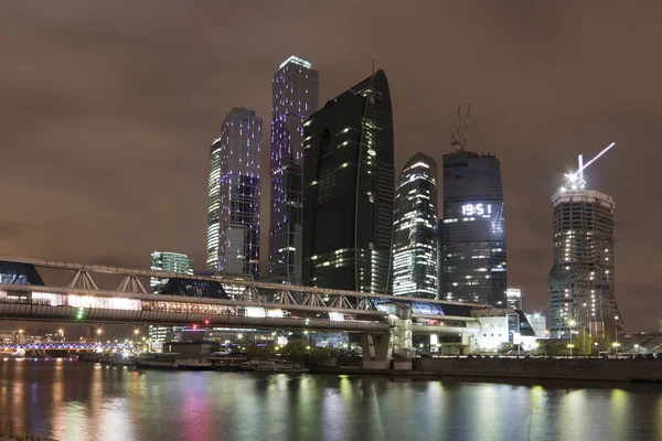 stock image Night view on skyscrapers of 